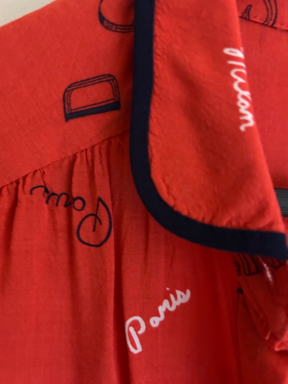 Maeve Red Script-Print Button-Up Blouse - Picture 5 of 6